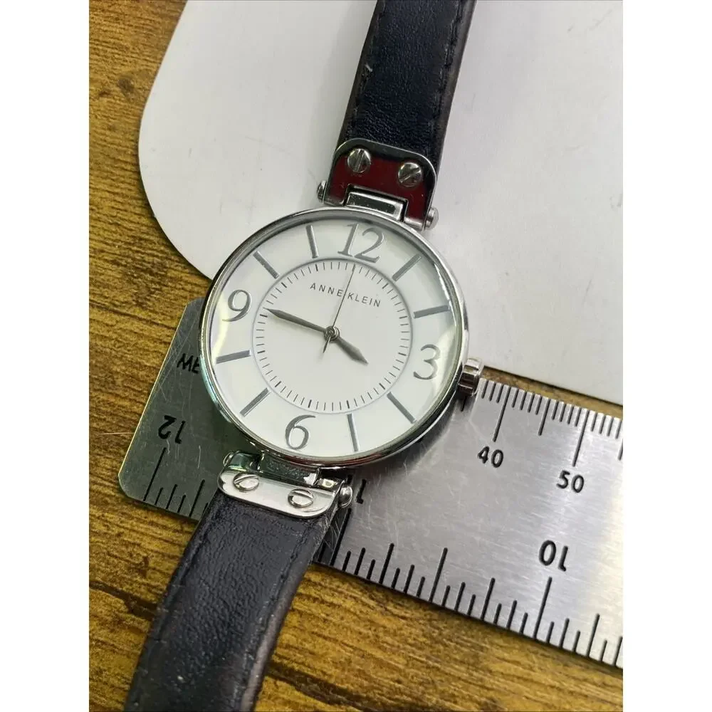 Anne Klein Womens Silver Black Band Watch New Battery